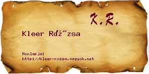 Kleer Rózsa névjegykártya